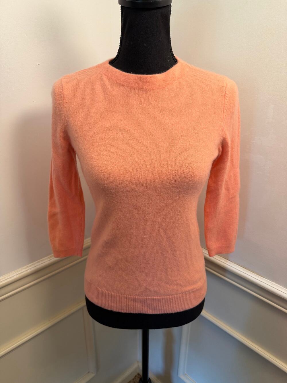 Talbots 100% Cashmere Audrey Pullover Sweater Peach Coral Melon Quiet Luxury